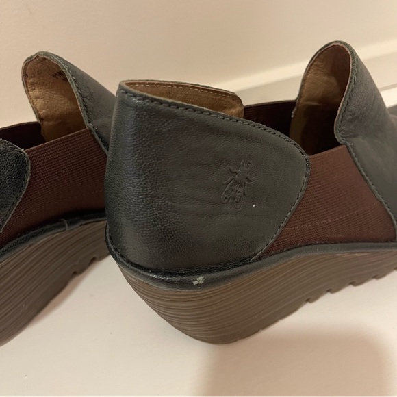 Fly London Yua Green Leather Chunky Platform Wedges Shoes Size 39 Flaw - Picture 4 of 9